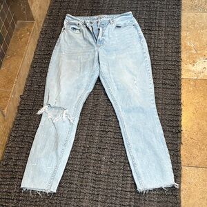 Abercrombie & Fitch Light Blue Distressed Boyfriend Jeans
